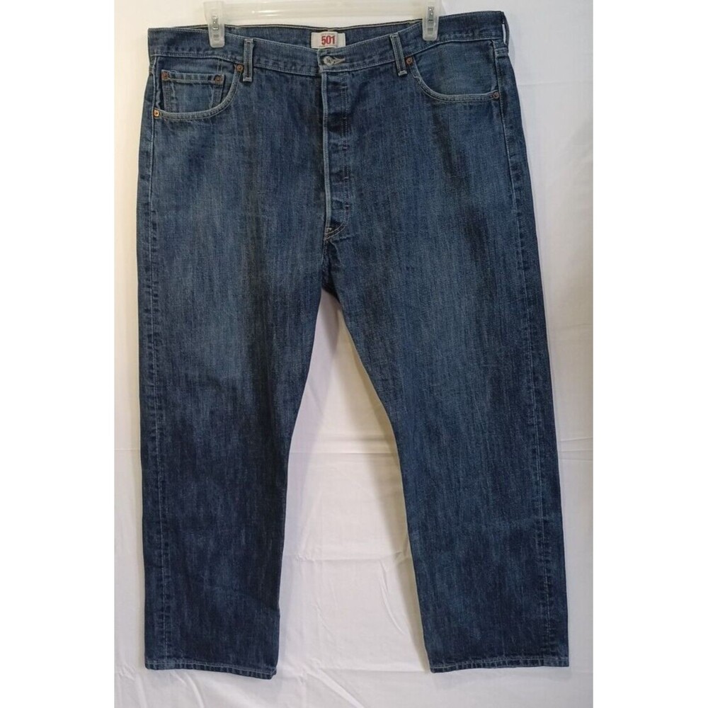 Levis Original Men's 501 Straight Leg Button Fly Blue Jeans 44x32